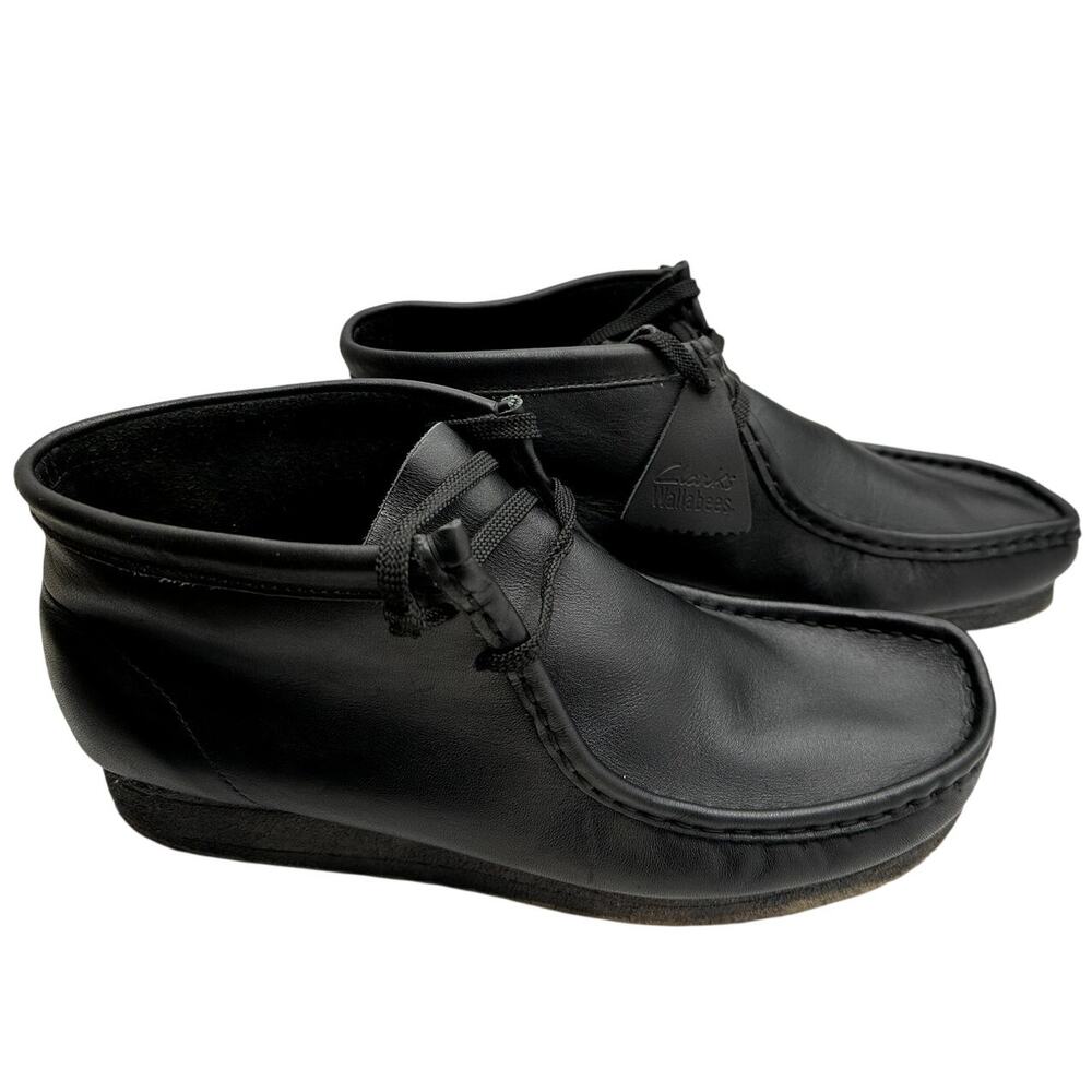Clarks Wallabee Boot Mens Black Leather Lace Up Crepe Sole Chukka Moc Toe